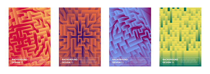 Modern abstract set of maze backgrounds. Vector design elements for web, flyer, poster, stationery, apps.