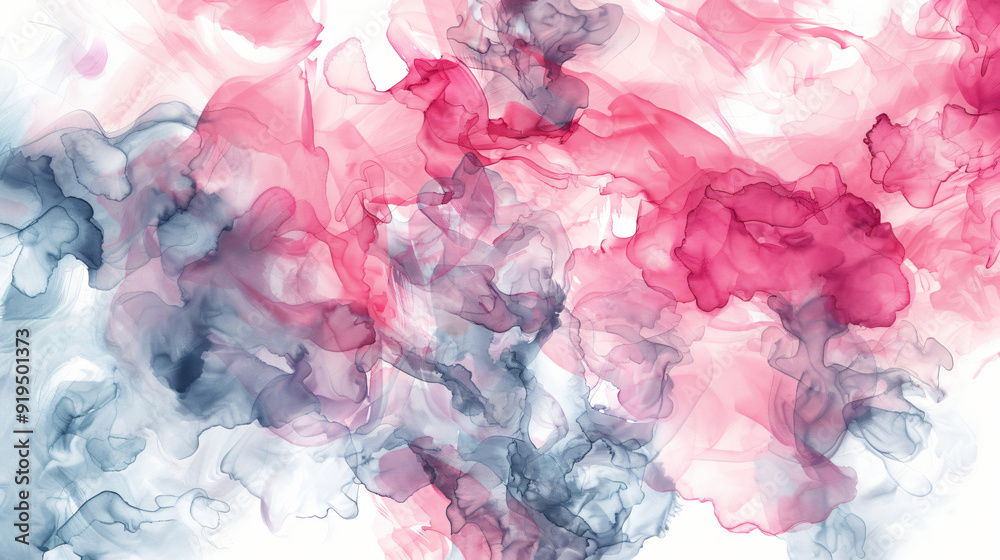 Aufkleber abstract fluid art painting in alcohol ink technique creating a dreamy effect in pink and gray