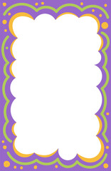 Wavy scallop border shape. Rectangle fun psychedelic hand drawn frame. Doodle cute design for text photo and picture. Groovy child template. Y2K decorative blank.