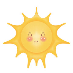 Cute Cartoon Sun Logo Illustration Clipart.

