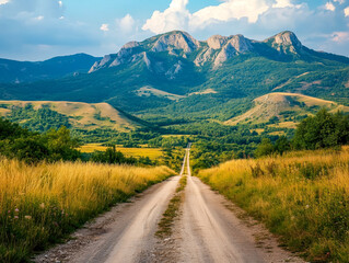 Fototapeta premium Road landscape view of mountains