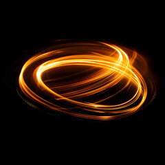 Abstract shiny gold wave light effect illustration. Golden luminous glow on dark background, orange and yellow luminosity