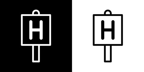 Hospital sign icon. Health. Medical. Hospital. Black icon. Silhouette icon.