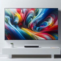 a large flat screen tv with a fish swimming under it