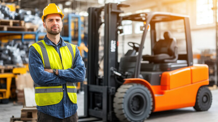 Obraz premium forklift operator in warehouse
