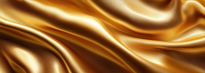 Fototapeta premium Smooth Golden Fabric Draped in Gentle Waves