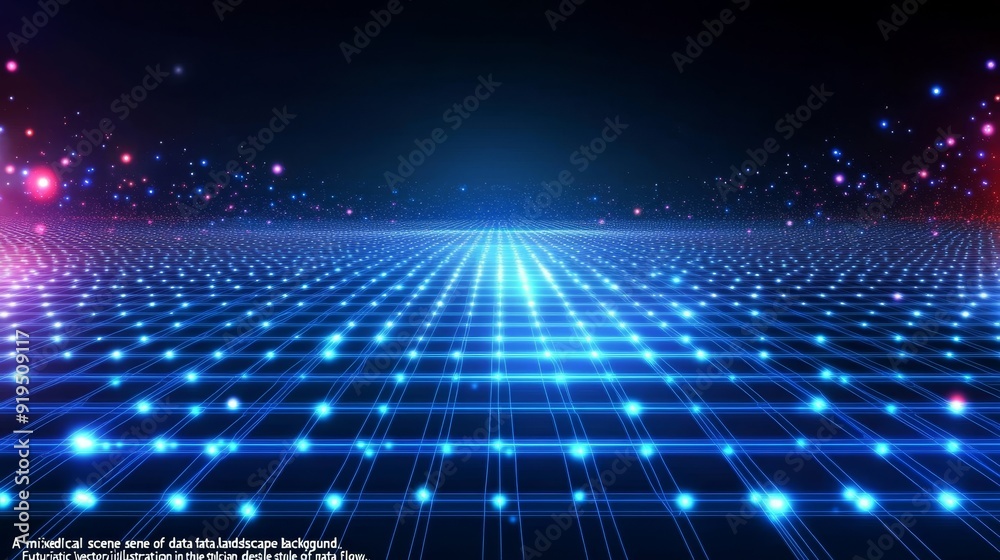 Poster a technological background representing data particles, each conveying a unique message