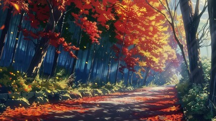 Fototapeta premium Fall Anime Background