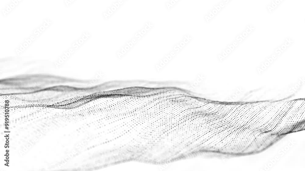 Aufkleber Technology white wave of particles. Big data visualization. Analytics representation. Digital background. 3d rendering.