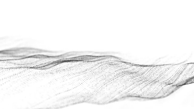 Technology white wave of particles. Big data visualization. Analytics representation. Digital background. 3d rendering.