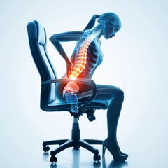 Female office worker with ergonomic issues, back pain