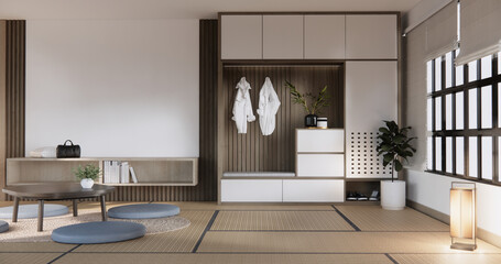 Wall shelf design on living room wooden contemporary style.