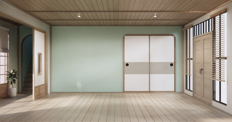 Empty - Clean green modern room japanese style.