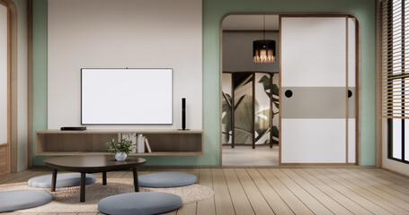 japan low table and pillow in modern living room colorful style.