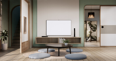 japan low table and pillow in modern living room colorful style.