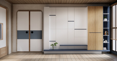 Wall shelf design on living room wooden contemporary style.