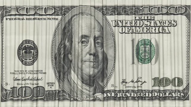 Curtain One Hundred Dollars Banknote Animation, with Alpha Channel, Loop
