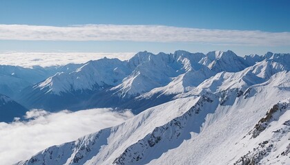 Naklejka premium Majestic snowcapped mountains against a blue sky 4