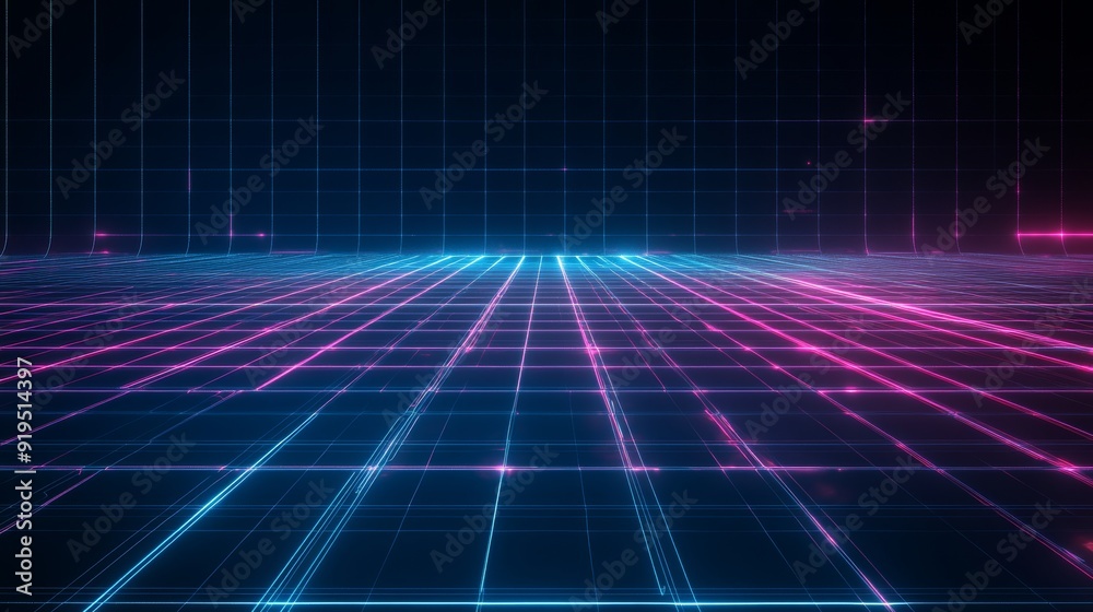 Sticker Blank neon neon background with futuristic lines studio