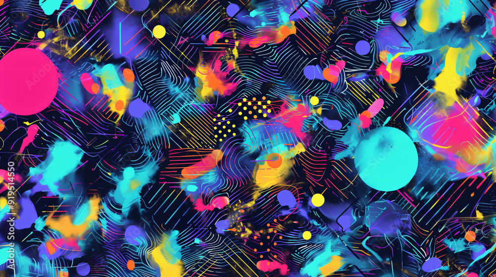 Aufkleber Vibrant and dynamic composition featuring colorful abstract background with geometric shapes and lines