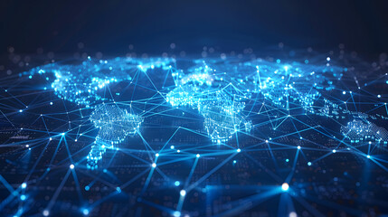 Abstract digital map of Western Europe, European global network concept and connectivity, data transfer and cyber technology, information exchange and telecommunications.