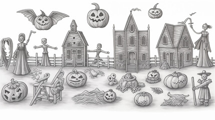 Halloween, Black and White, Abstract Image, Texture, Pattern Background, Wallpaper, Smartphone Cover and Screen, Cell Phone, Computer, Laptop, 9:16 and 16:9 Format