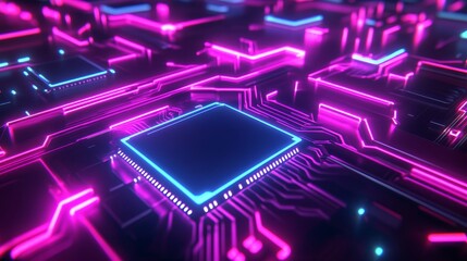 Fototapeta premium Processor circuit board background in blue and purple