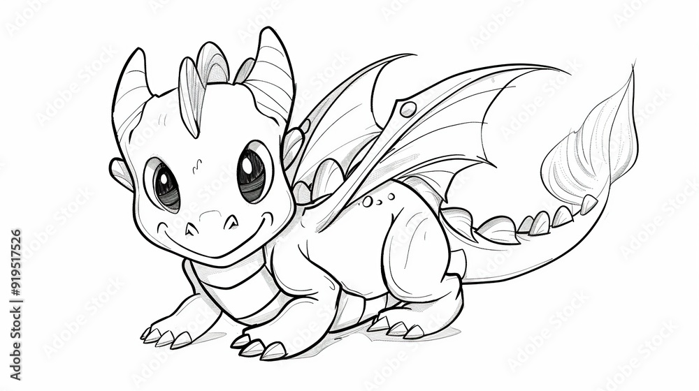 Poster cute baby dragon illustration