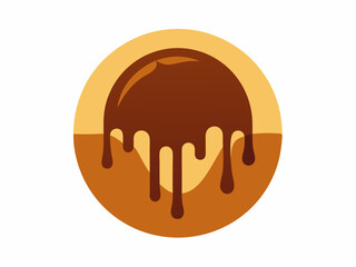 Dripping circle icon. Melting round shape logo. Melted texture label. Silhouette flowing liquid, molten caramel, syrup, sweets, chocolate blobs stickers. Vector collection
