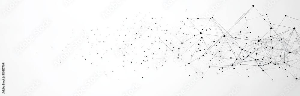 Aufkleber On a white background, a dynamic wave with connected dots and lines. Abstract technology background. Big data visualization. 3D rendering.