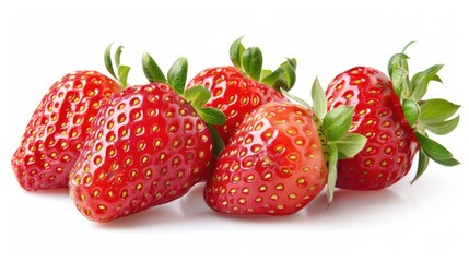 Fresh ripe strawberries isolated on white background with clipping path