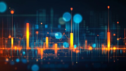 Fototapeta premium The background features an abstracted data stream and a vibrant color scheme of blue and orange.