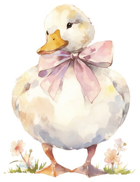 recommend clip art: PNG Adorable duck with pink bow