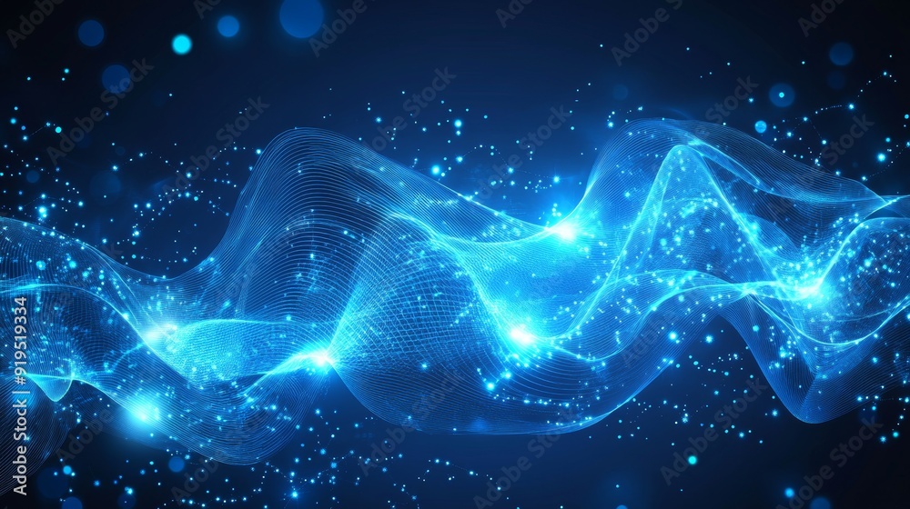 Aufkleber Three-dimensional dynamic digital wave. Smart technology wave. Digital flow structure. Cyber technology background. Three-dimensional rendering.