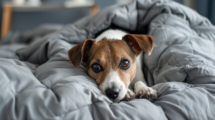 Gray Comforter for Fawn Short Haired Dog