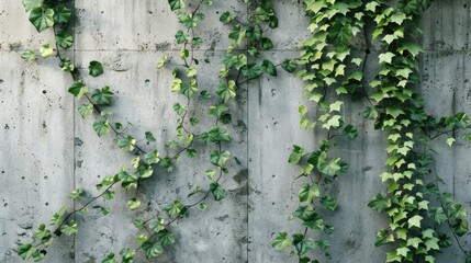 Green vines encircle the aged concrete wall of the building