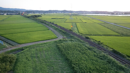 線路と田園風景