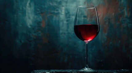 Luxurious red wine in elegant glass against dark backdrop Concept of wine tasting and production sommelier expertise Sophisticated alcoholic drink for upscale events Menu design layout with