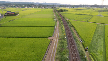 線路と田園風景