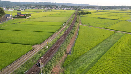 線路と田園風景