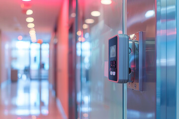 Digital fingerprint scanning access verification process. Password control through fingerprints in an immersive technology future and cybernetic.