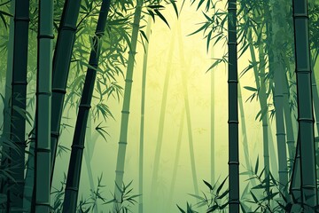 Flat design of bamboo forest landscape background vector illustration