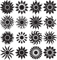 Sun Versatile Black Silhouette Vector Series