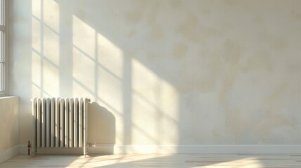 Fototapeta premium Radiator next to pale wall