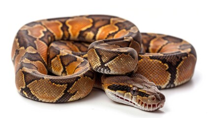 Fototapeta premium Red tailed Boa from the Columbian Jungle isolated on white backdrop