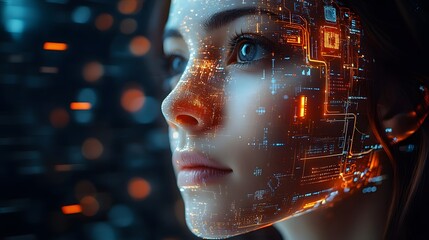 Advanced artificial intelligence and robotic learning, showcasing a network of interconnected data points and abstract digital visuals, representing business tech advancements.