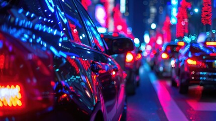 Fototapeta premium Independence Day parade decorated cars (close up