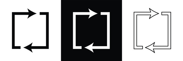 Transfer, swap, exchange, spin, flip concept. Circular arrow editable stroke outline icon isolated on white background flat vector illustration in eps 10.