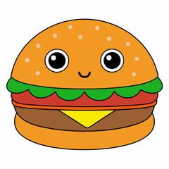 An American style burger art vector illustrator