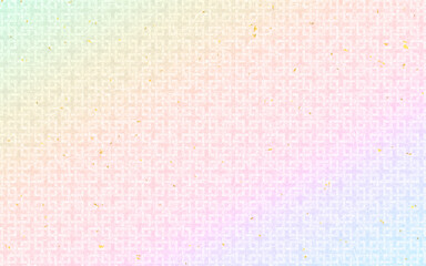 シームレスな和柄和紙に金箔のパターン。虹色、角繋（かくつなぎ）。